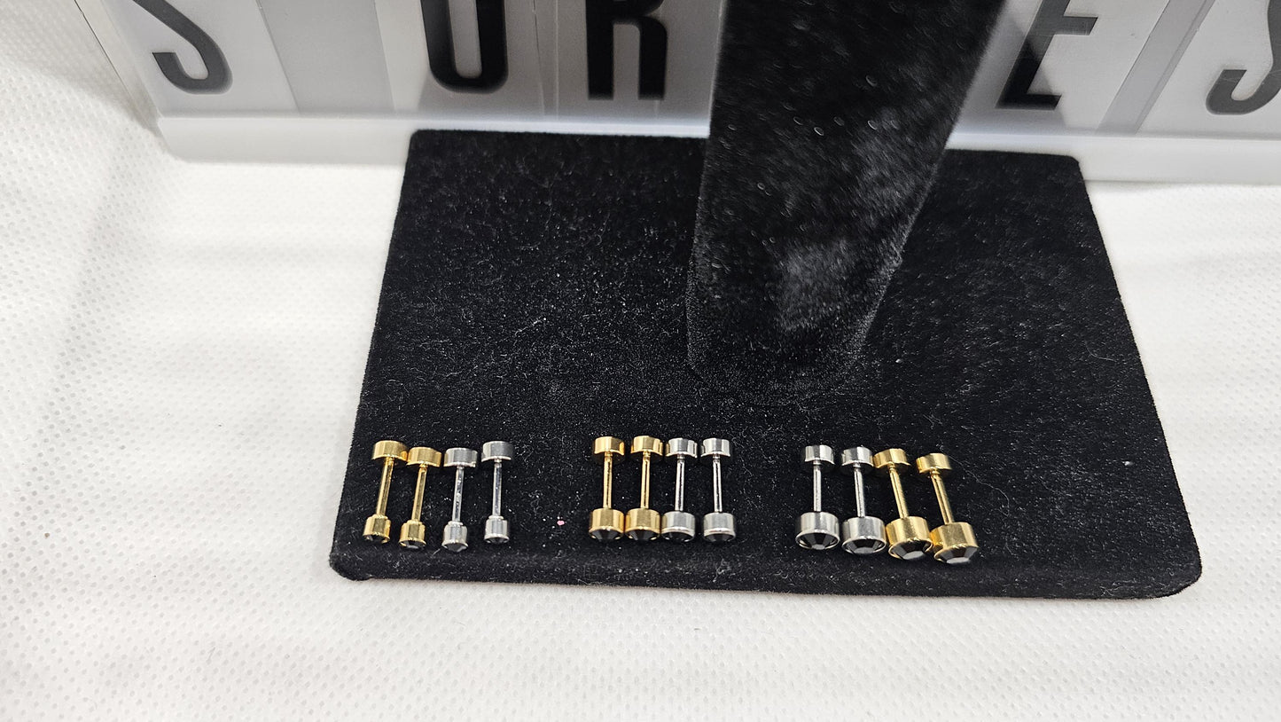Black bezel Halo Earrings