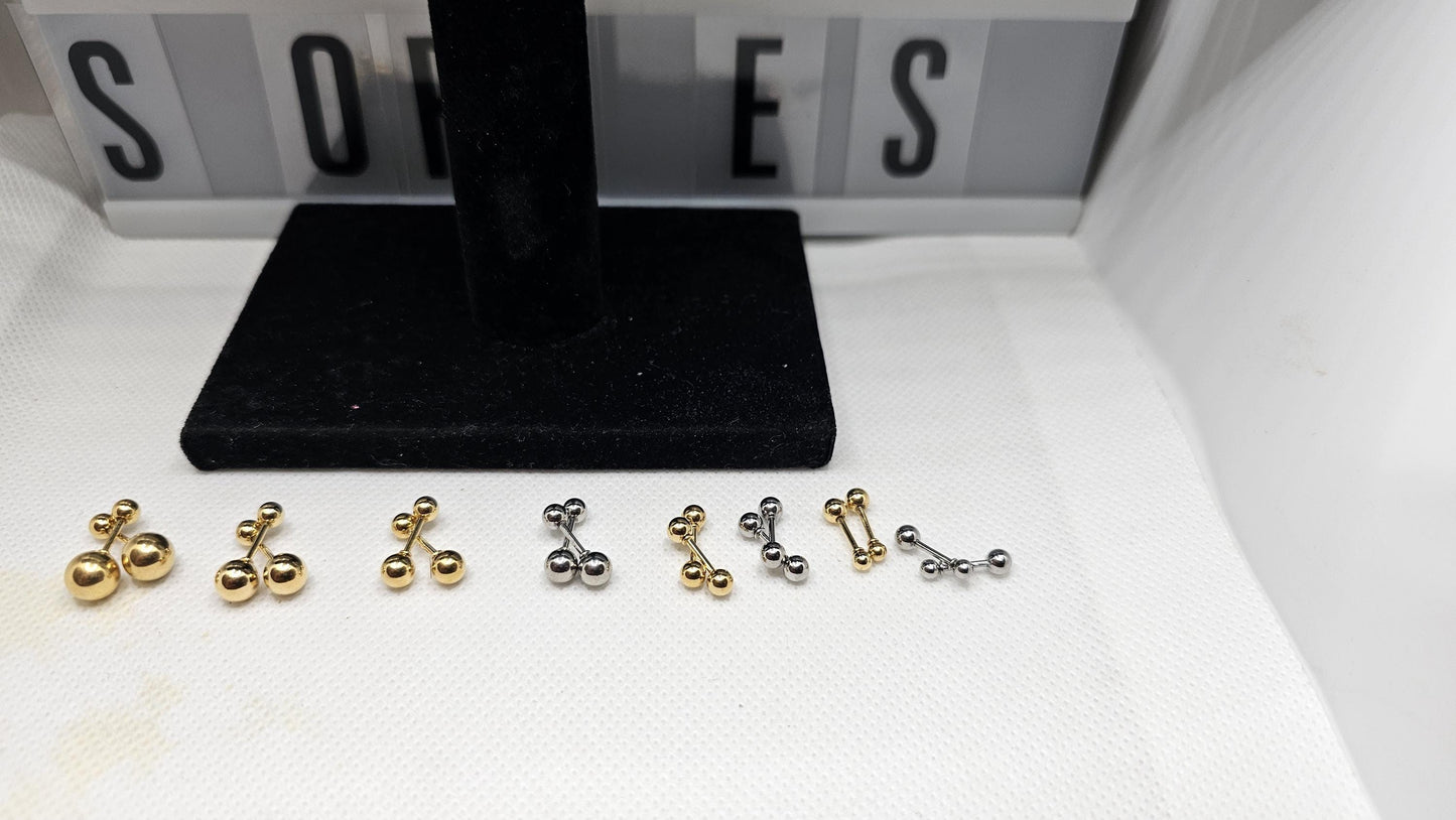dumbell shine stud Earrings
