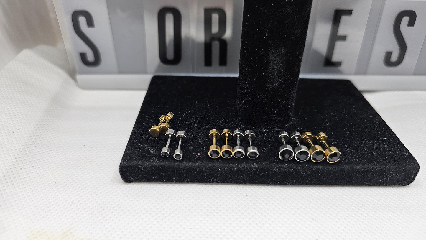 Black bezel Halo Earrings