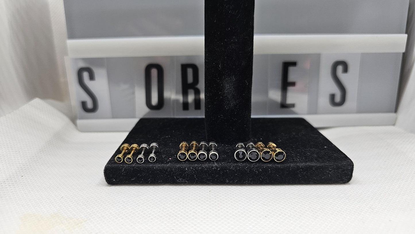 Black bezel Halo Earrings
