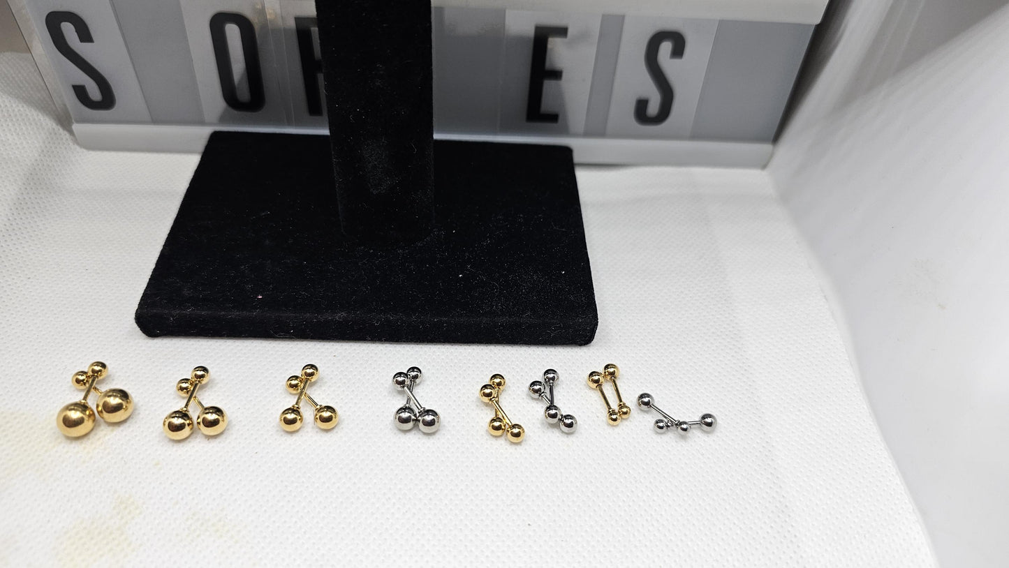 dumbell shine stud Earrings