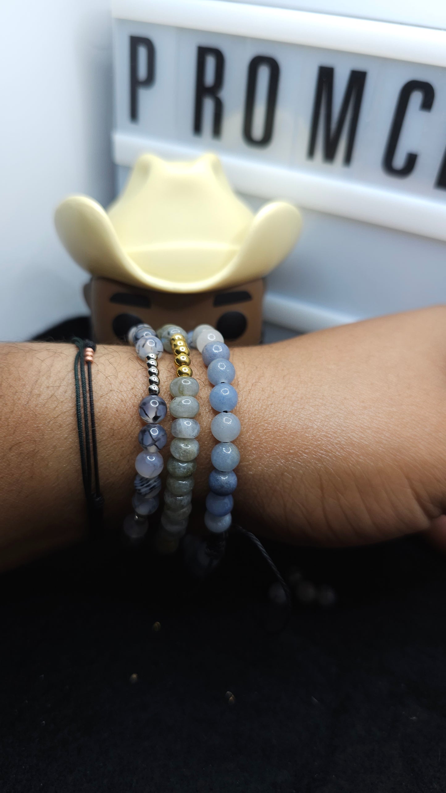 Ocean Shadows – Handmade Black & Blue Beaded Bracelet