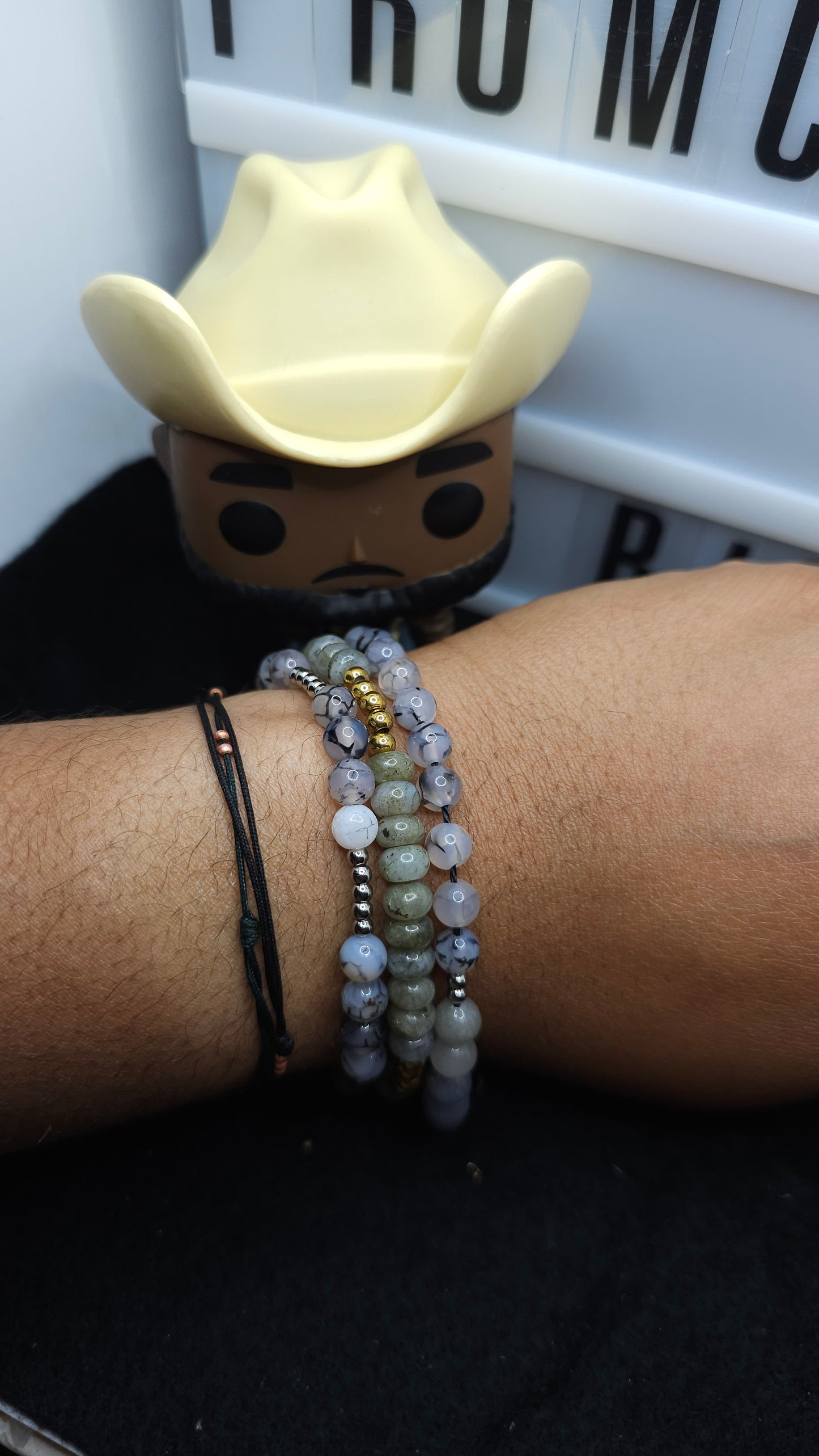 Ocean Shadows – Handmade Black & Blue Beaded Bracelet