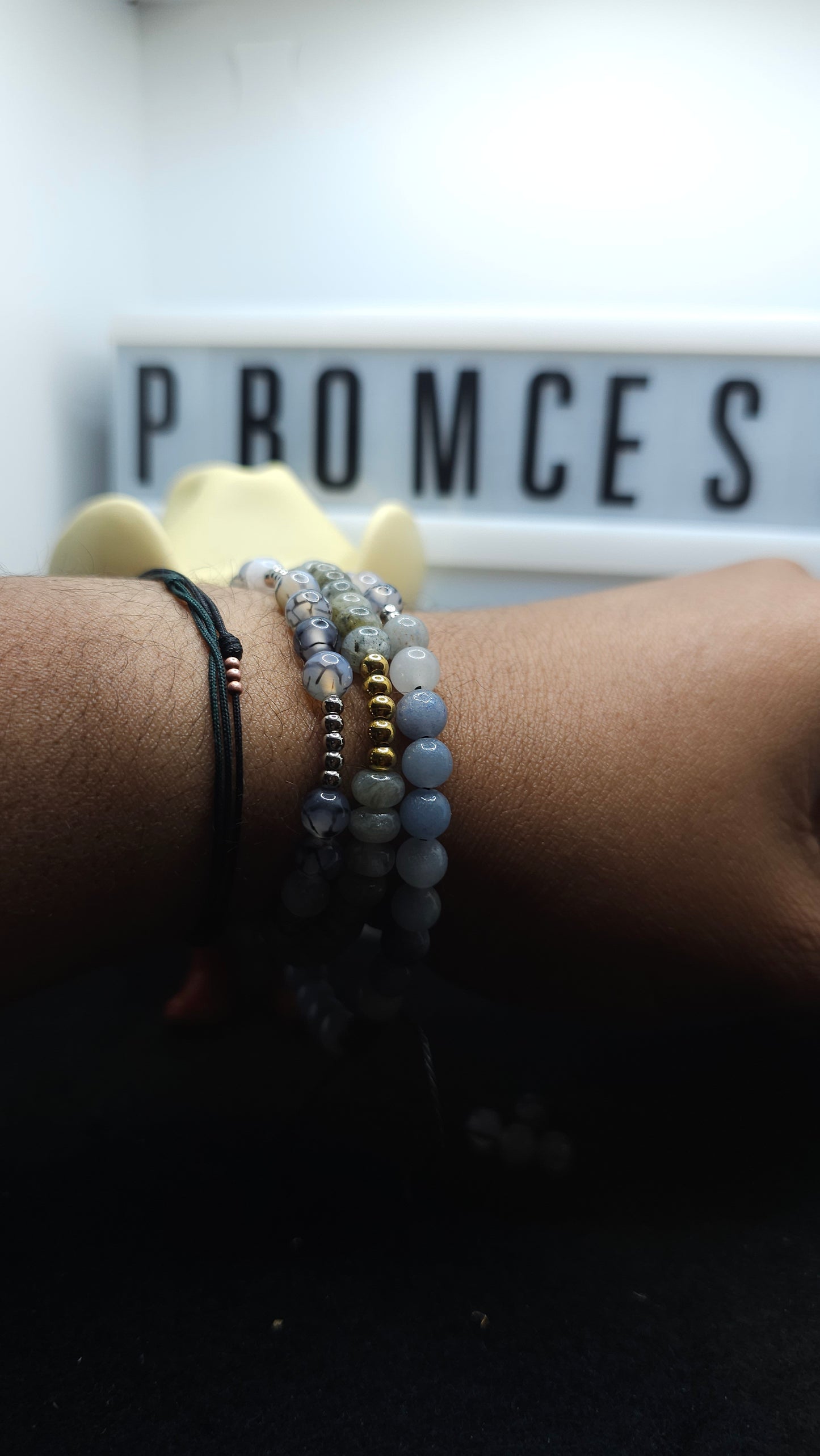 Ocean Shadows – Handmade Black & Blue Beaded Bracelet