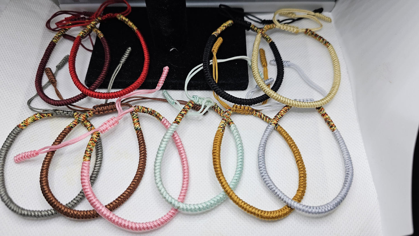Harmony Tibetan Rope Bracelet ( Solid colors with mixed tails)