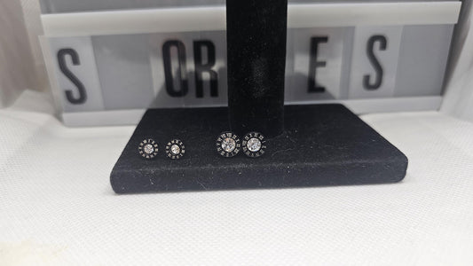 Timeless Black Script stud earrings