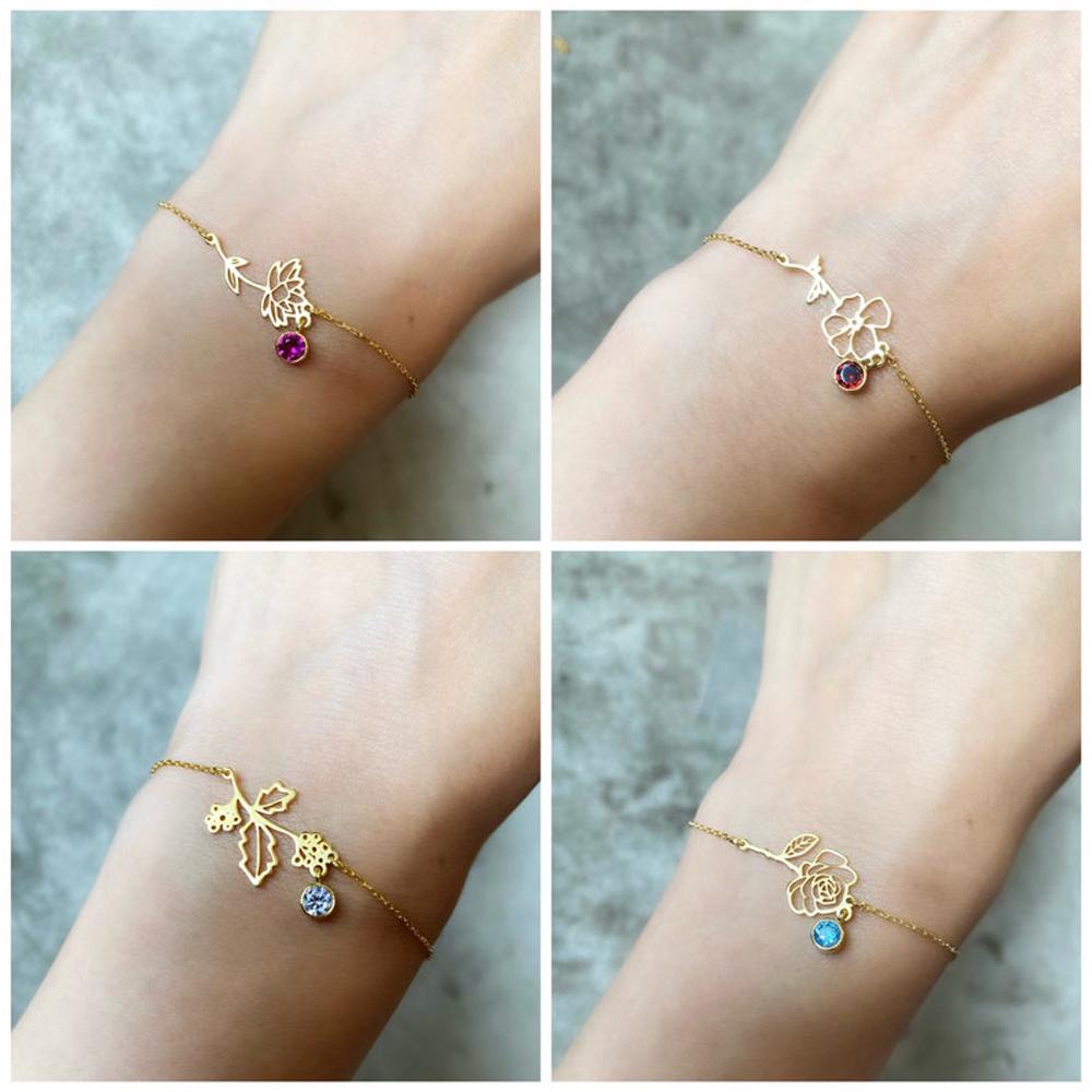 Petal and Sparkle Birth Bracelet