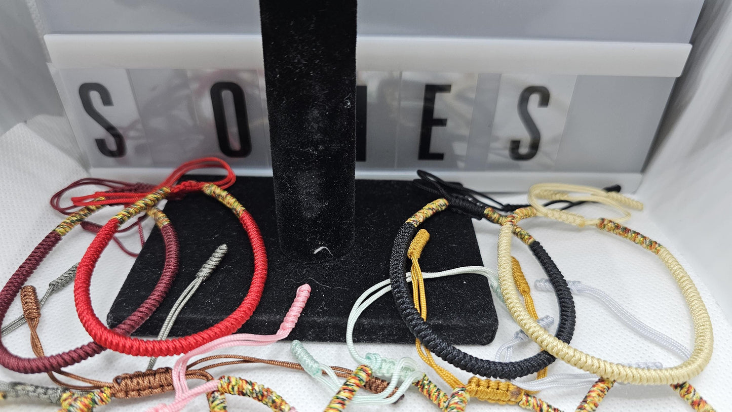 Harmony Tibetan Rope Bracelet ( Solid colors with mixed tails)