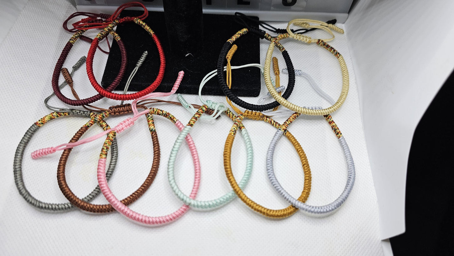 Harmony Tibetan Rope Bracelet ( Solid colors with mixed tails)