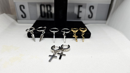 Faithful huggies cross earrings