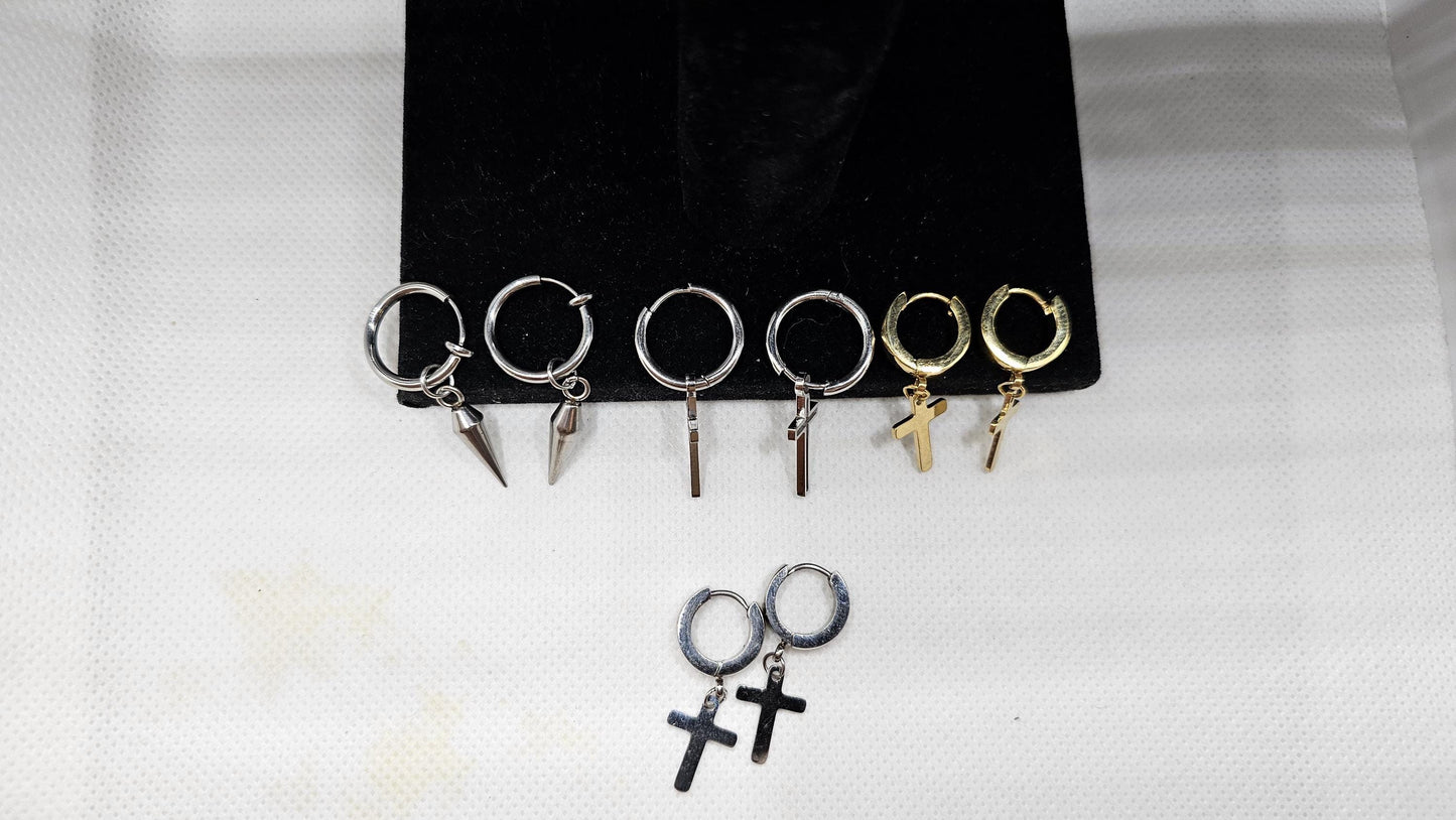 Faithful huggies cross earrings