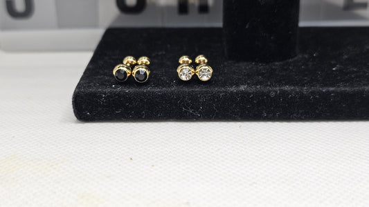 Gold crystals duo stud earrings