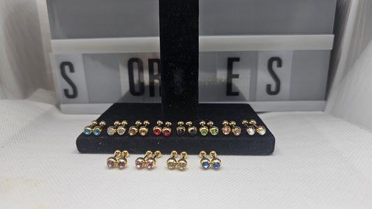 Gold crystals multicolor stud earrings