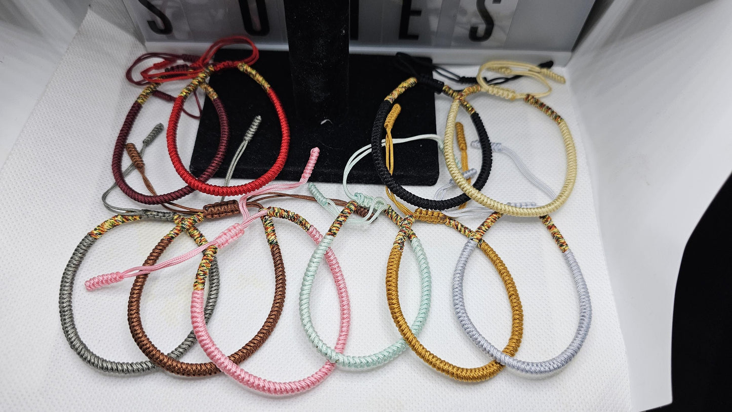 Harmony Tibetan Rope Bracelet ( Solid colors with mixed tails)