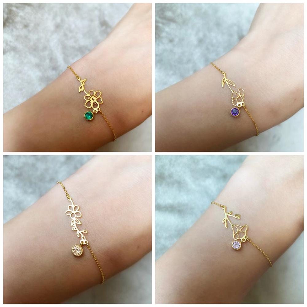 Petal and Sparkle Birth Bracelet