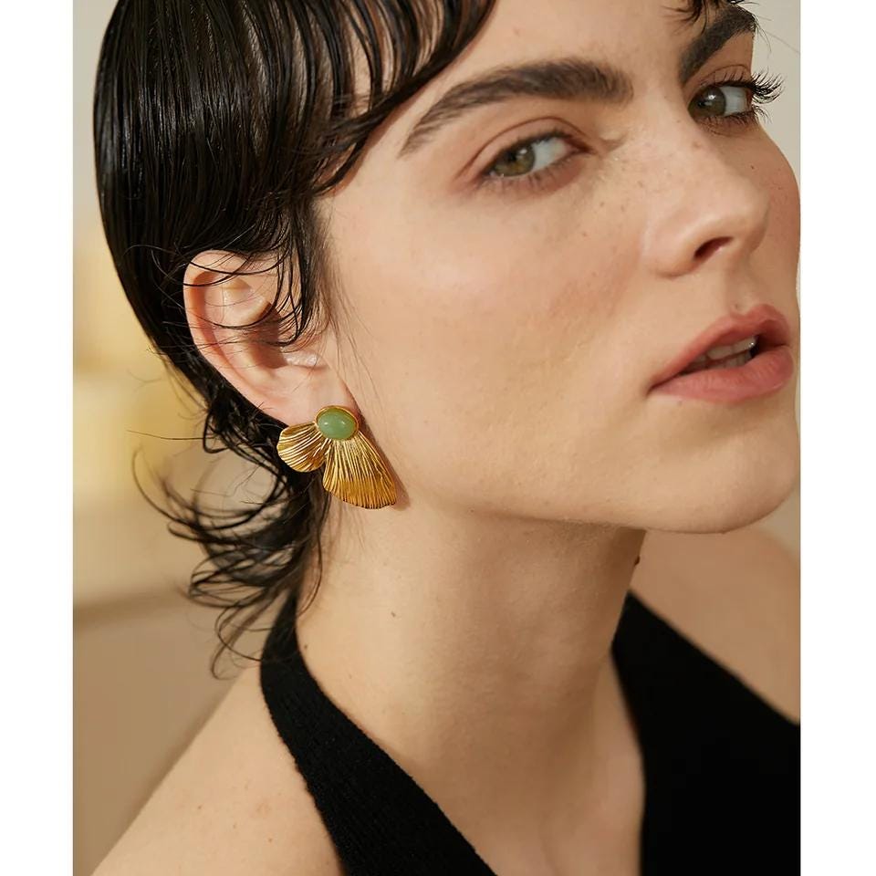 Green beam earrings