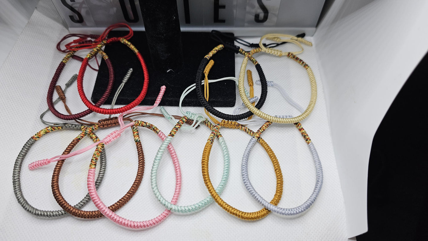 Harmony Tibetan Rope Bracelet ( Solid colors with mixed tails)