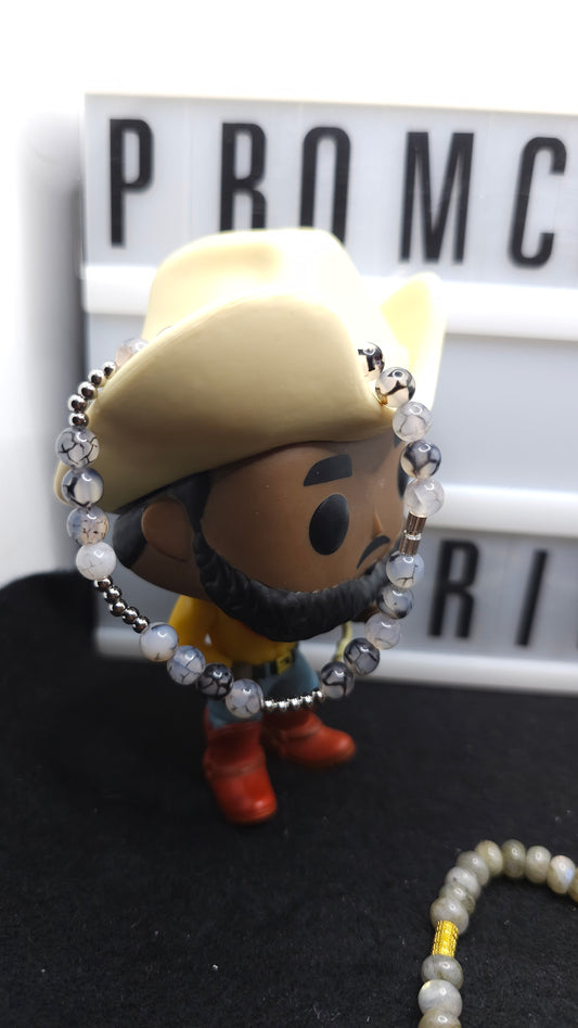 Ocean Shadows – Handmade Black & Blue Beaded Bracelet